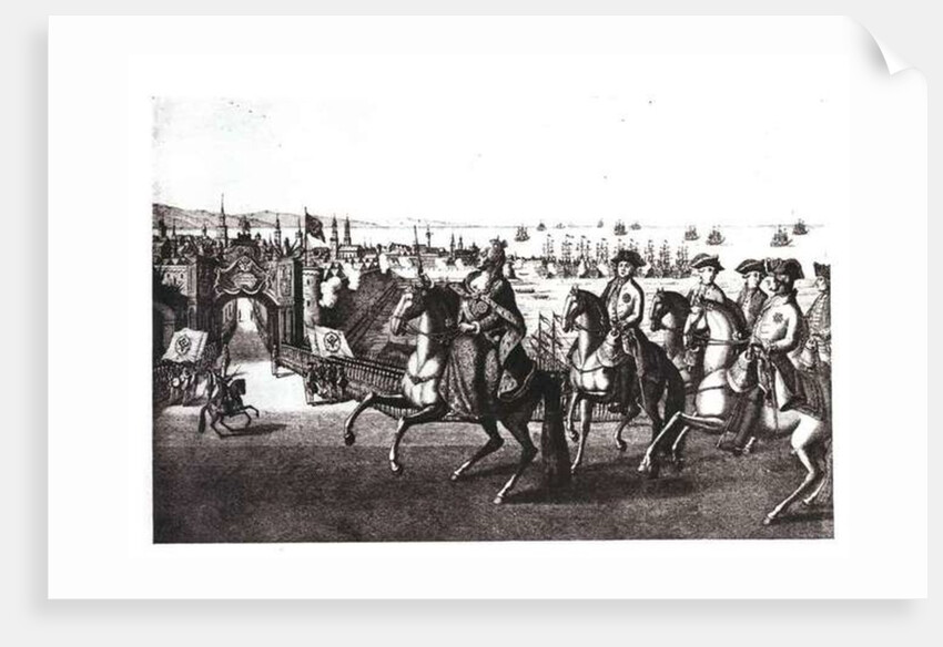 Catherine II the Great, riding into one of the ports in the Crimea captured from the Turks by G. Baltazar