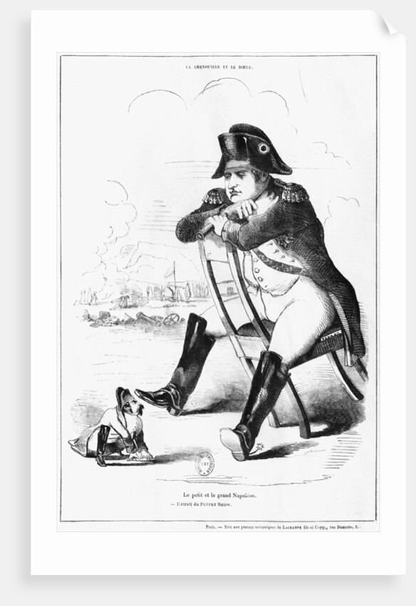 La Grenouille et le Boeuf : The Small and the Large Napoleon I, caricature from 'The Puppet Show' by French School