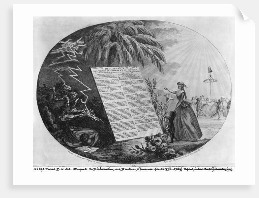 Declaration of the Rights of Man, 20th-26th July 1789 by French School