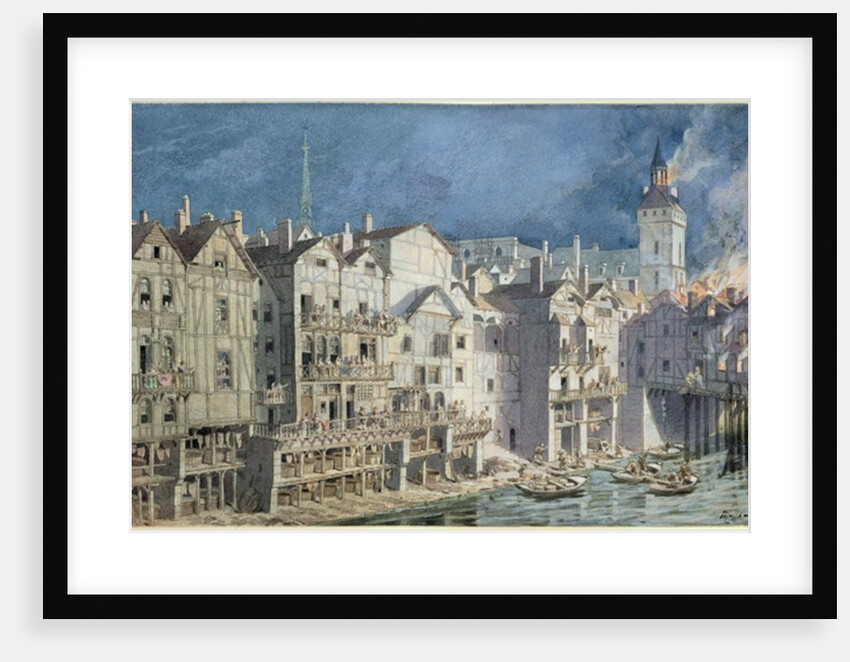 Fire at the Pont aux Meuniers in 1621 by Theodor Josef Hubert Hoffbauer