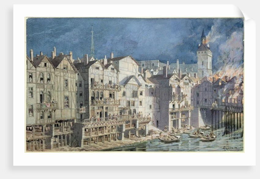 Fire at the Pont aux Meuniers in 1621 by Theodor Josef Hubert Hoffbauer