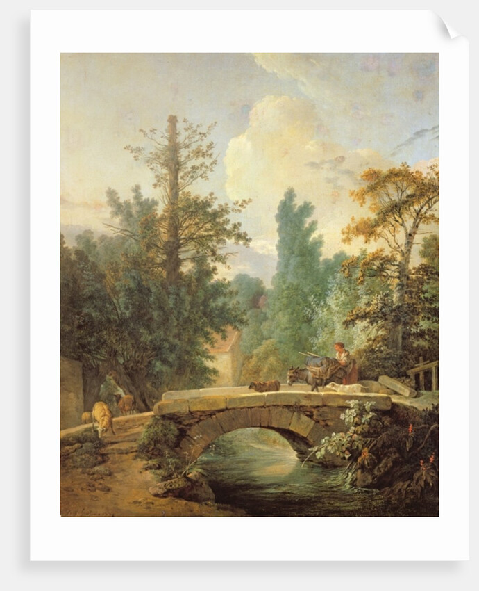 Peasant and her Donkey Crossing a Bridge, 1775 by Jean-Baptiste Huet