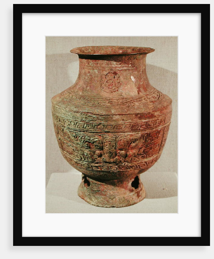 Lei wine vase decorated with a taotie design, from Pao-Chia-Chuang, Zhengzhou, Henan, Shang Dynasty, 16th-15th century BC by School Chinese