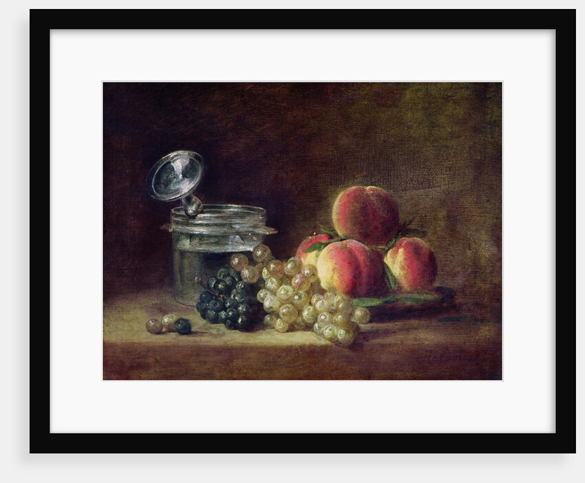 Still Life with a Basket of Peaches, White and Black Grapes with Cooler and Wineglass, c.1759 by Jean-Baptiste Simeon Chardin