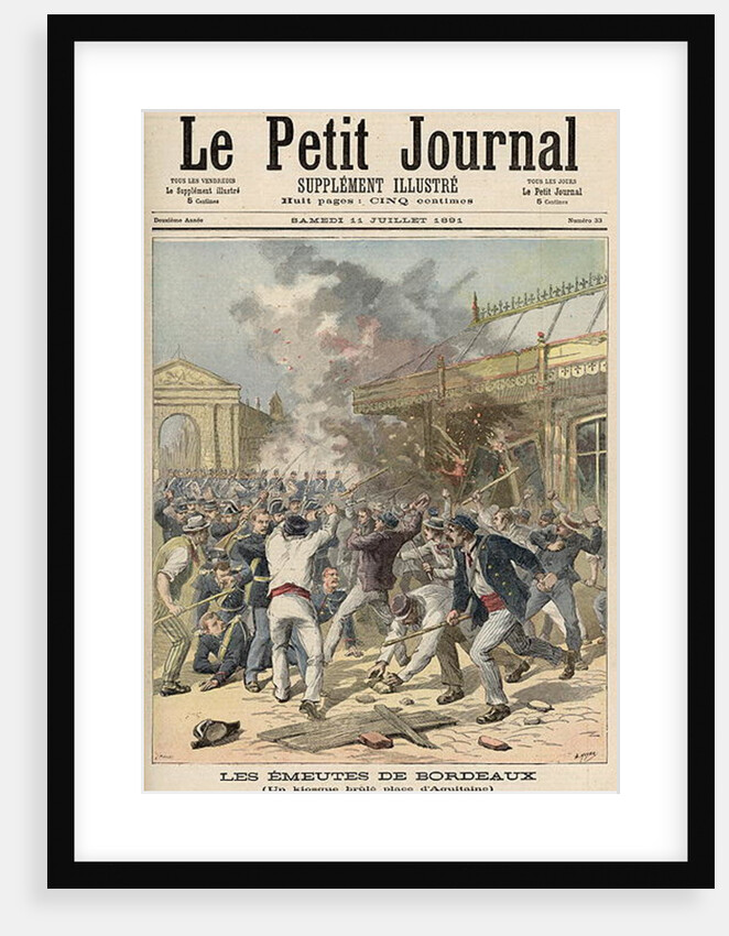 Events in Bordeaux: Burning a Kiosk in Place d'Aquitaine by Fortune Louis & Meyer Henri Meaulle