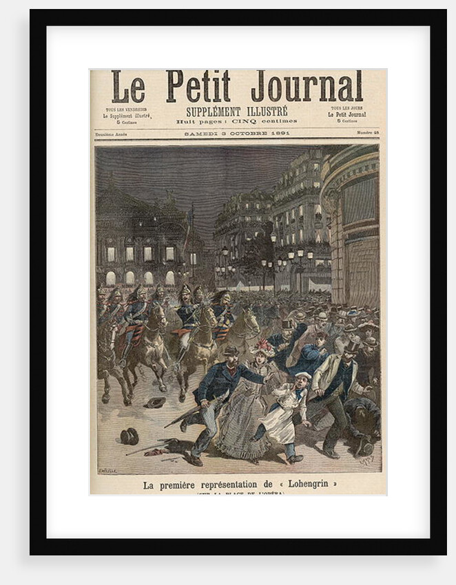 Riots in Paris objecting to the Performance of 'Lohengrin' at the Palais Garnier by Fortune Louis & Meyer Henri Meaulle