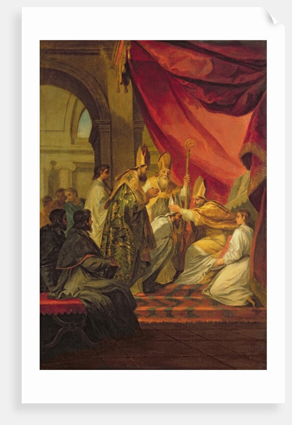 St. Augustine ordained as the Bishop of Hippo, study for the decoration in the Invalides, 1702 by Louis de the Younger Boulogne