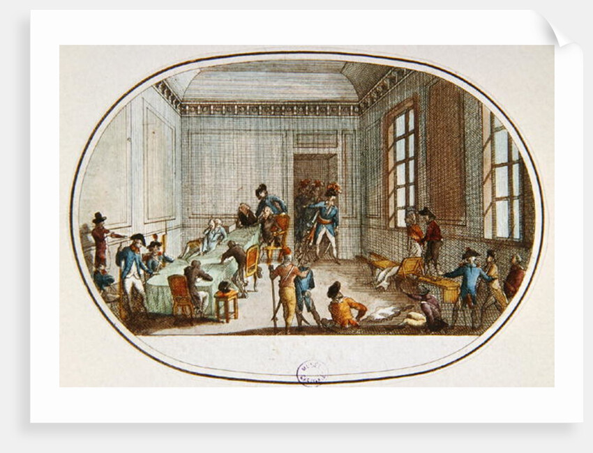 Maximilien de Robespierre injured in the antechamber of the Comite de Salut Public, 10 Thermidor An II by French School