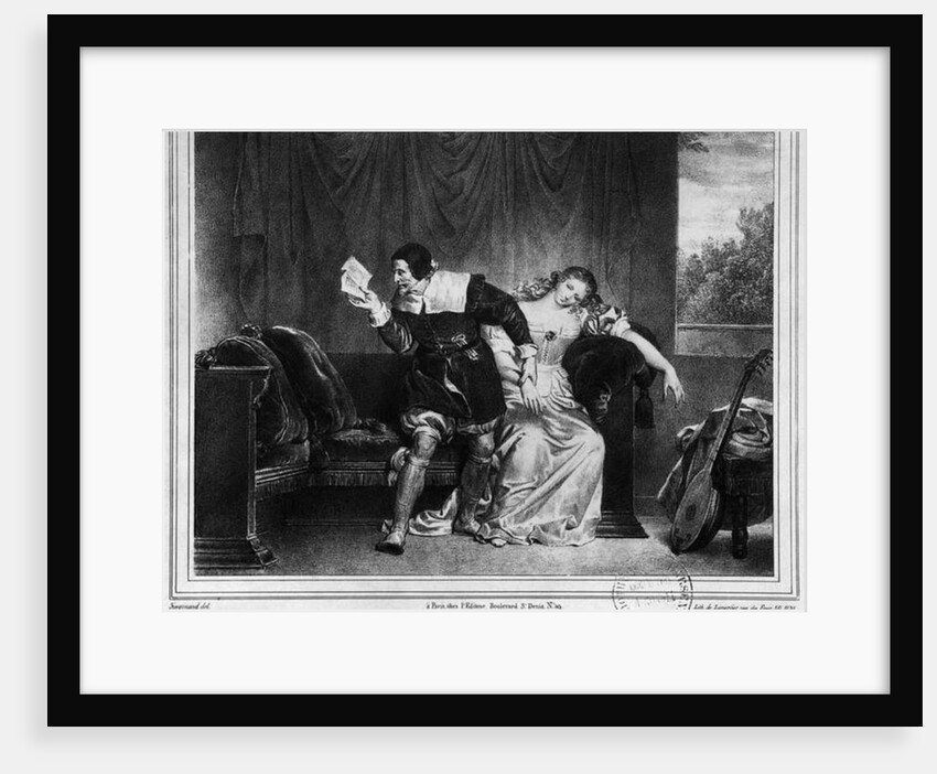 Scene of the cousin's letter by Theophile Evariste Fragonard
