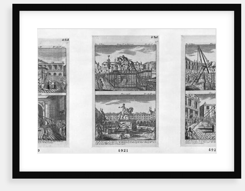 Six royal statues destroyed in Paris, 11th August 1792 by French School