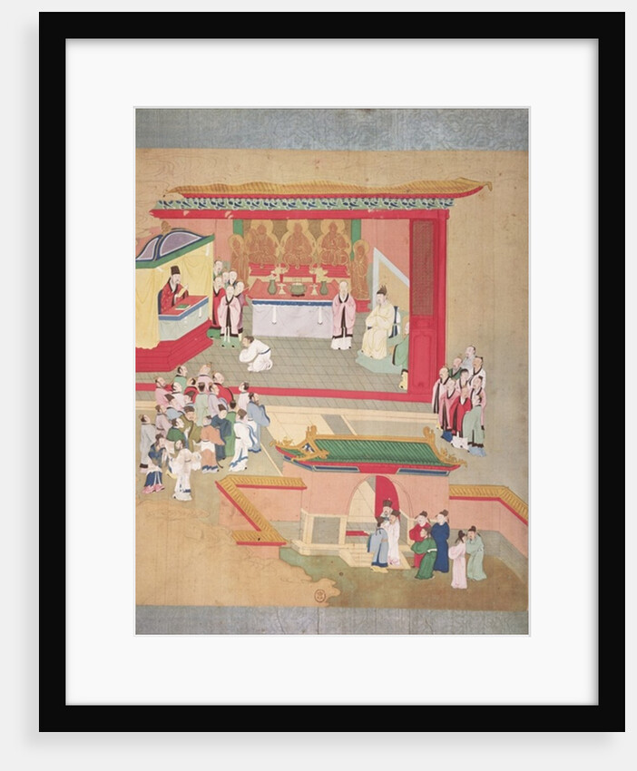 Emperor Hui Tsung practising with the Buddhist sect Tao-See, from a History of the Emperors of China by Chinese School