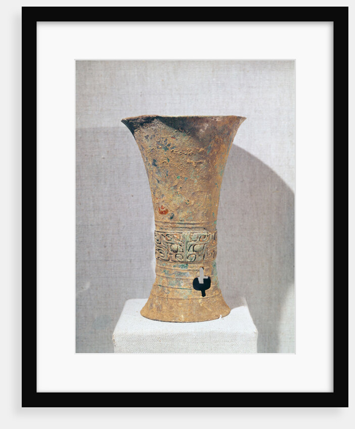 Ritual 'ku' beaker decorated with monster masks, from Ming-Kung-Lu, Zhengzhou, Henan, Shang Dynasty, 16th-15th century BC by School Chinese