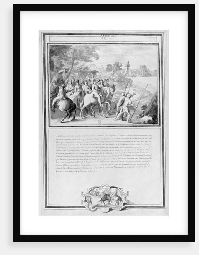 Louis II de Bourbon Prince of Conde with his Brother, Armand de Bourbon Prince of Conti and Henri II de Longueville Duke of Estouteville Riding to Vincennes by French School