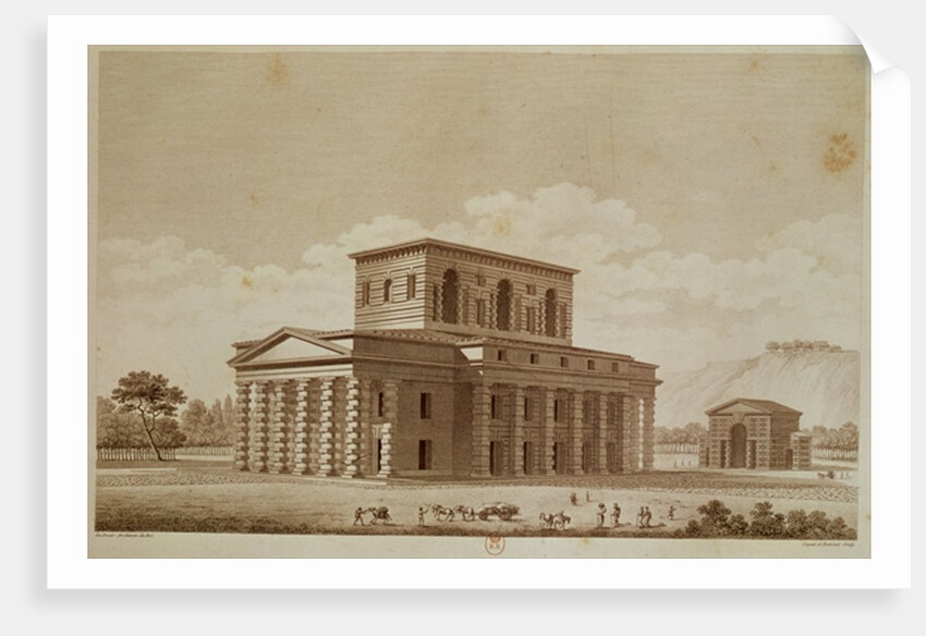 Perspective view of the house of the director of the salt works in the 'ideal city' of Chaux by Claude Nicolas Ledoux