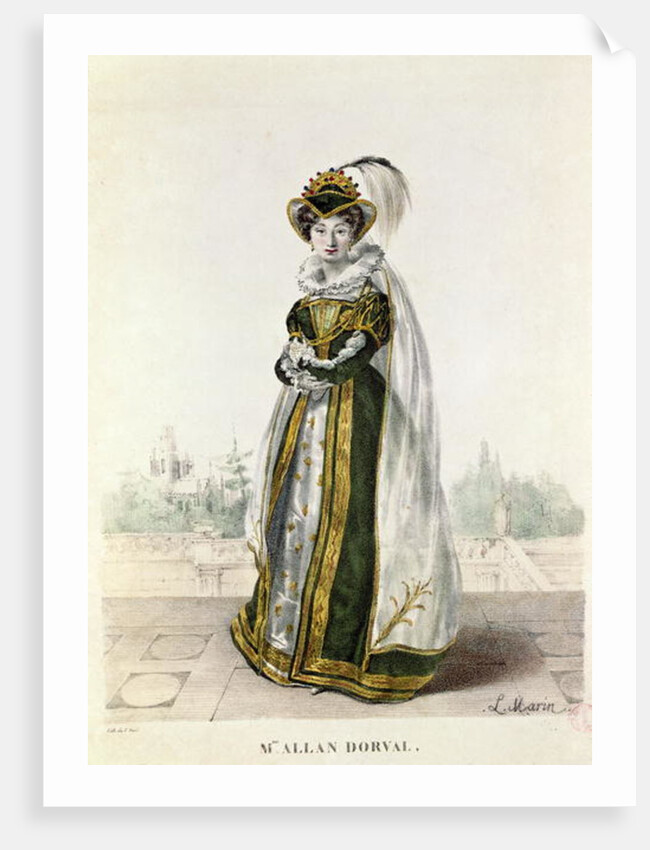 Marie Dorval in 'Marion Delorme' by Victor Hugo at the Theatre de la Porte Saint-Martin, engraved by F. Noel by L. Marin