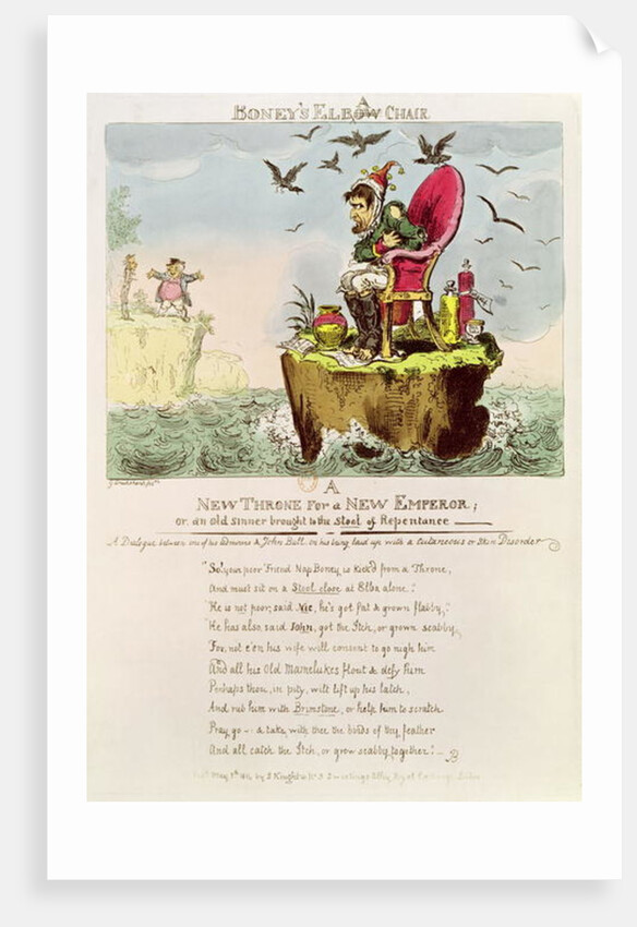 Boney's Elba Chair, published by S. Knight, London, 5th May 1814 by George Cruikshank