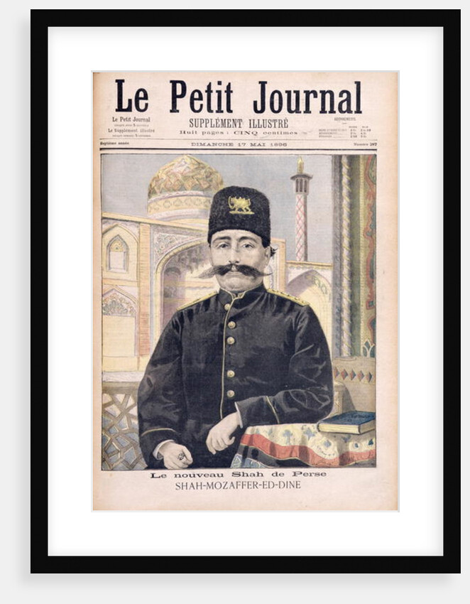 Portrait of Shah Mozzafer-ed-Din illustration from 'Le Petit Journal', 17th May 1896 by Oswaldo Tofani