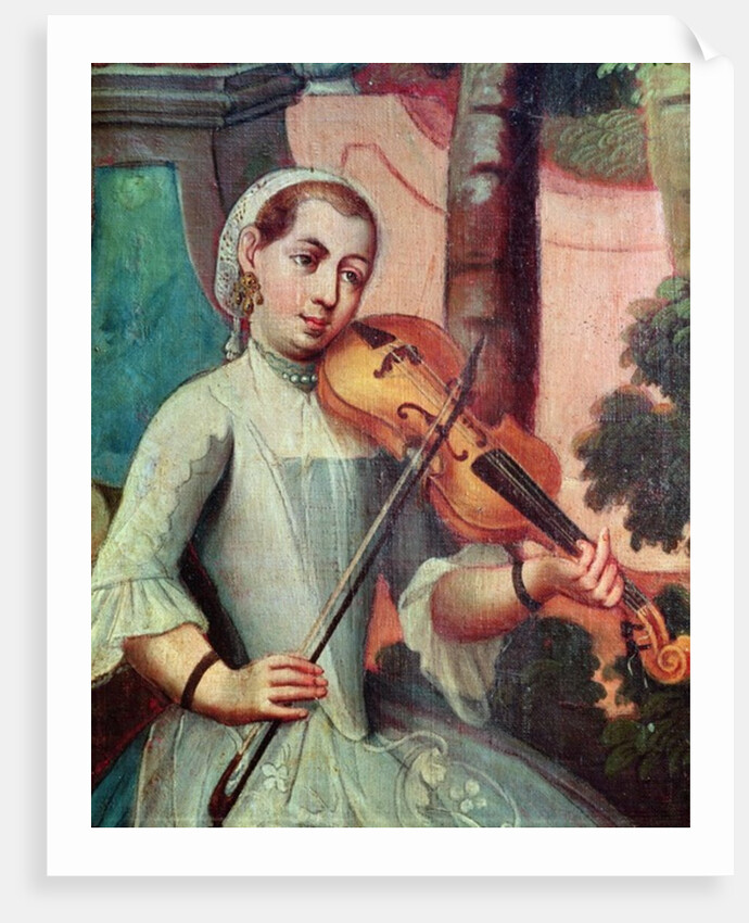 A Violinist, detail from a screen by Mexican School