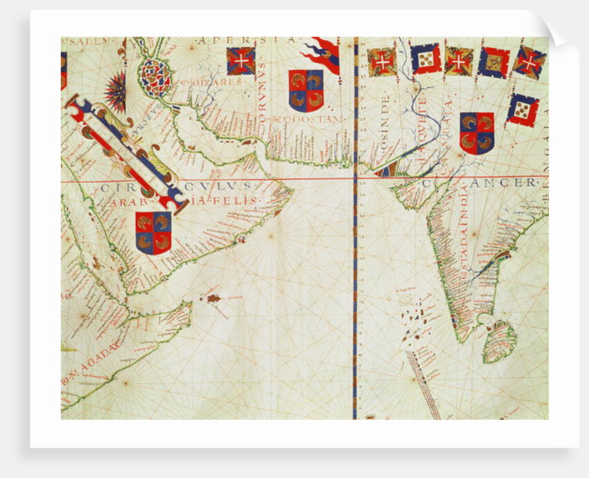 Fol.16 Map of Persia, Arabia and India, from an atlas, 1571 by Fernao Vaz Dourado