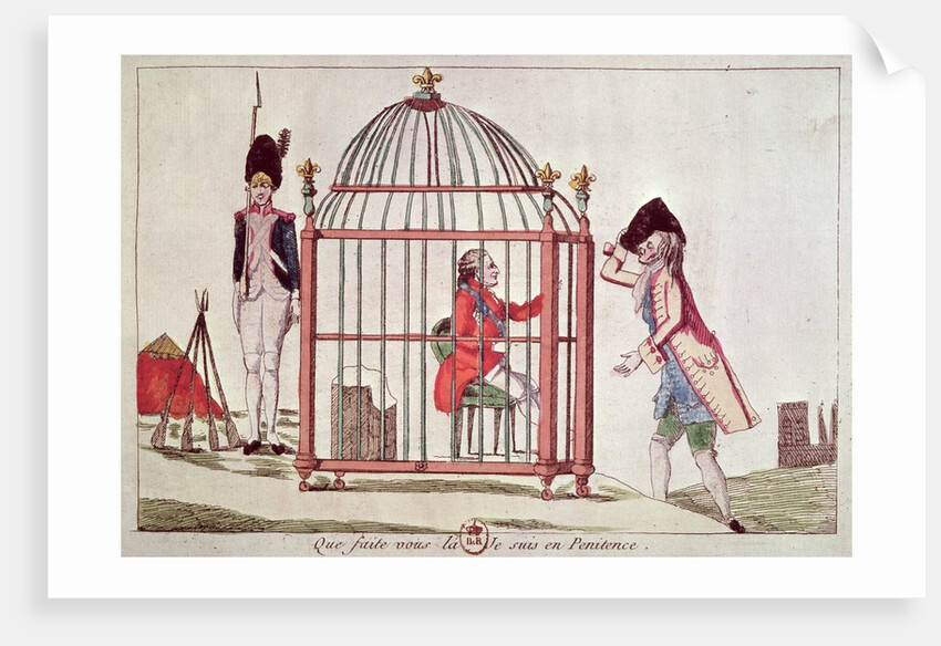 Caricature of Louis XVI in a cage after his arrest at Varennes, 1791 by French School
