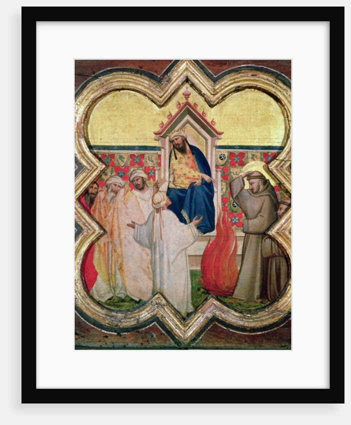 The Trial by Fire, St. Francis offers to walk through fire, to convert the Sultan of Egypt in 1219 by Taddeo Gaddi