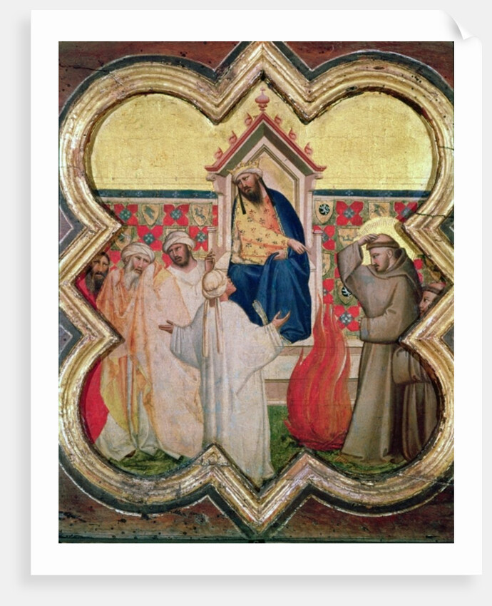 The Trial by Fire, St. Francis offers to walk through fire, to convert the Sultan of Egypt in 1219 by Taddeo Gaddi