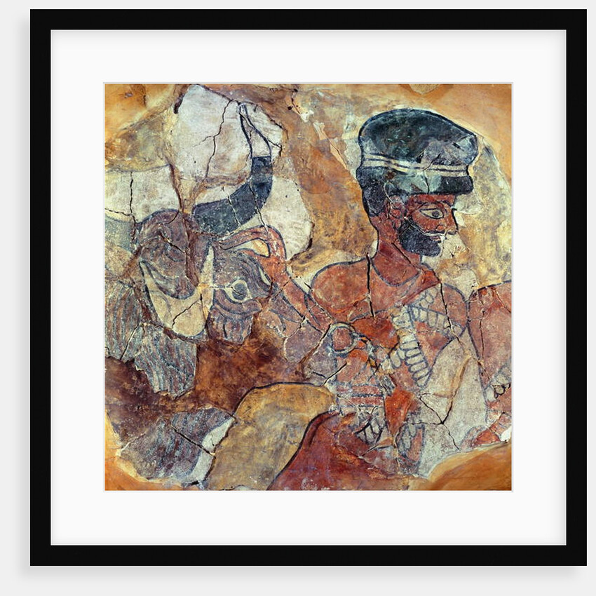 A priest leading a bull to sacrifice by Mesopotamian