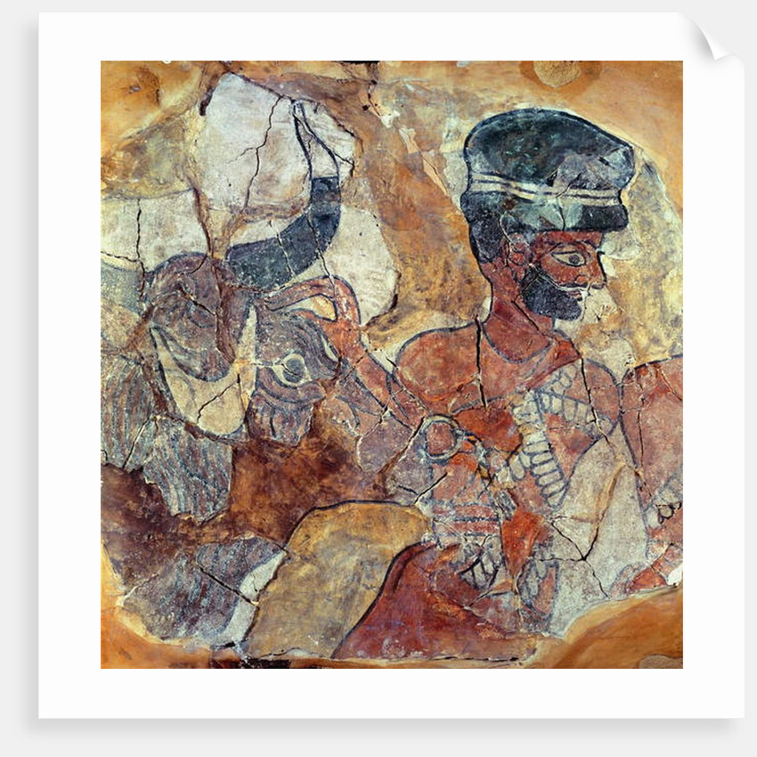 A priest leading a bull to sacrifice by Mesopotamian