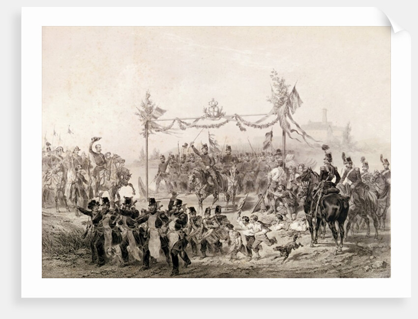 Charles-Albert I Prince of Carignan in Charge of the Piedmontese Army Crossing the Tessin by Italian School