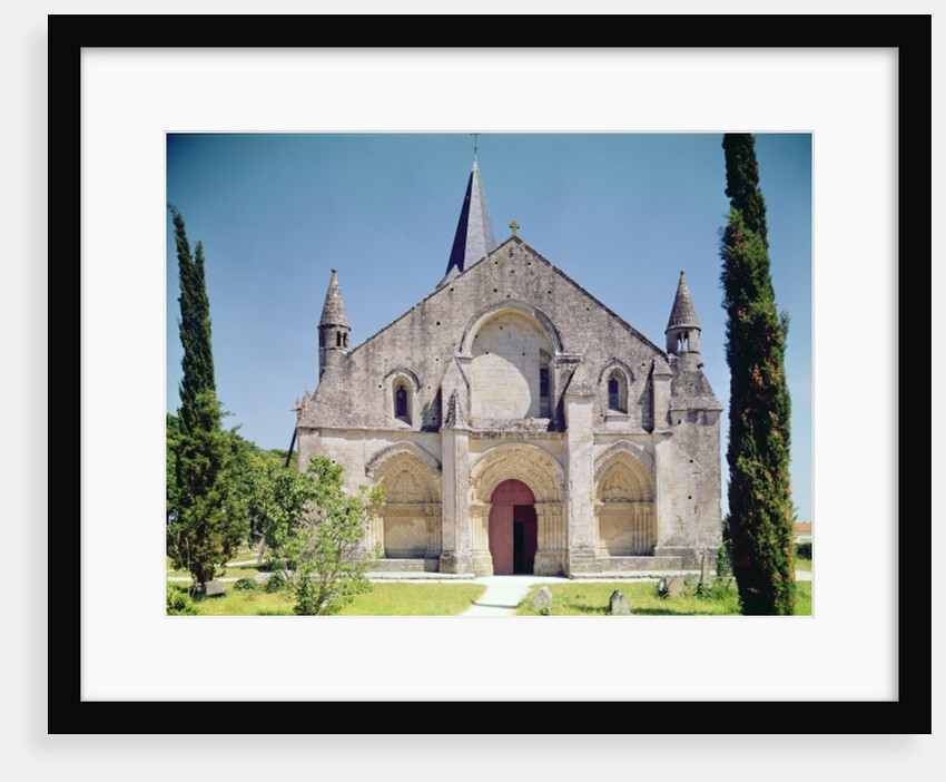 View of the facade of the Church of St. Pierre, 1150-75 by French School