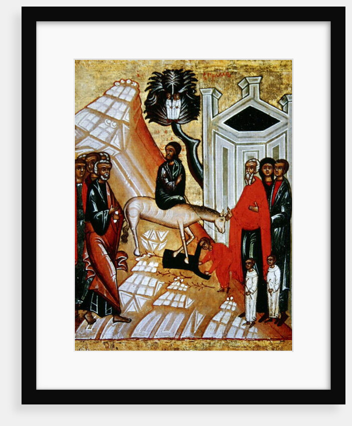 Icon depicting the Entry of Christ into Jerusalem, Novgorod School by Russian School