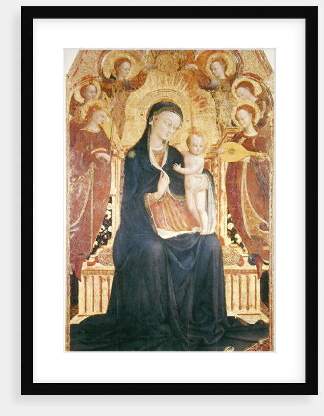 Madonna and Child Enthroned with Six Angels, central panel from an altarpiece, 1437-44 by Sassetta (c.1392-1450)