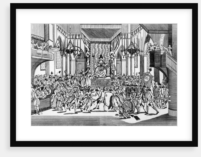 Celebration of the Goddess of Reason at Notre-Dame cathedral in Paris, 10th November 1793 by Auguste Christian Fleischmann