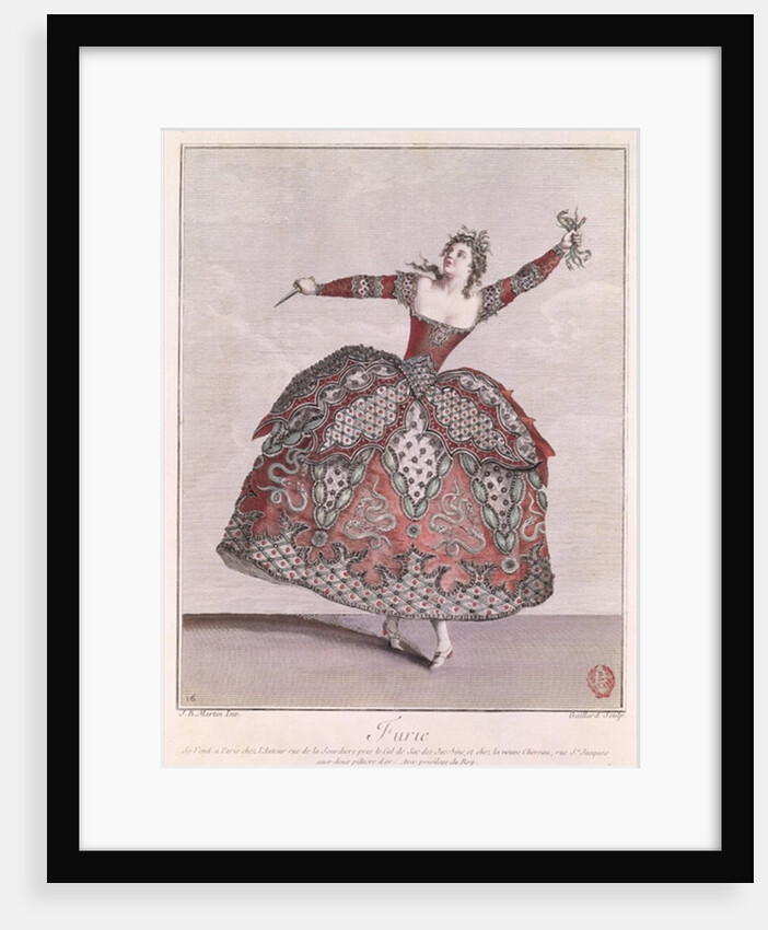 Costume design for a Fury in 'Hippolyte et Aricie' by Jean-Philippe Rameau engraved by Rene Gaillard by Jean Baptiste Martin