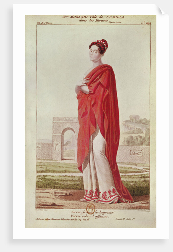 Madame Morandi in the role of Camille, from Act I Scene 2 of 'Horatii' by Pierre Corneille engraved by Pierre Maleuvre by Louis Ambroise Garneray