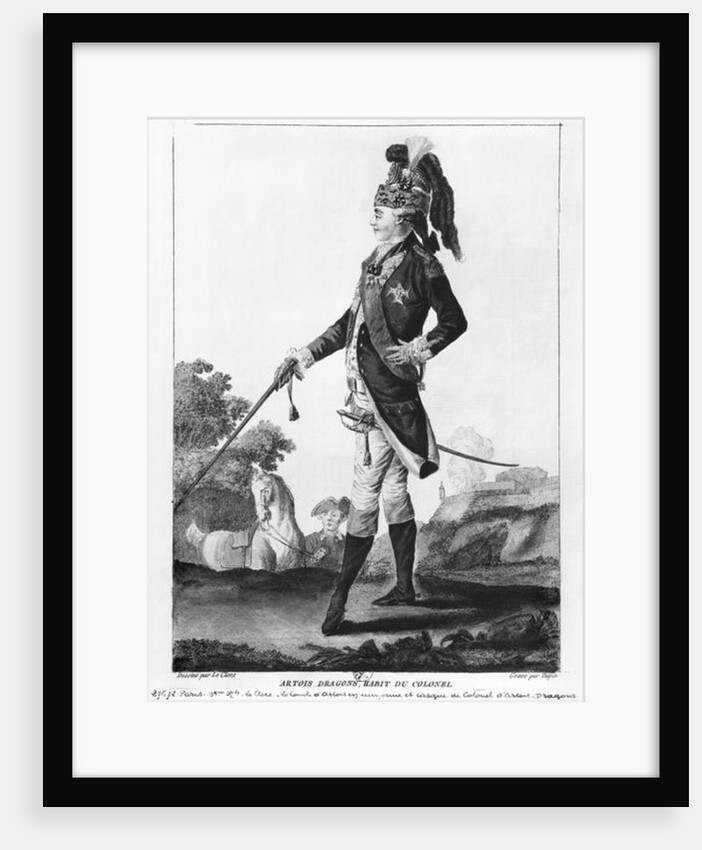 Charles of France Count of Artois, wearing the casq and uniform of colonel of Artois-Dragons regiment by Le Clere