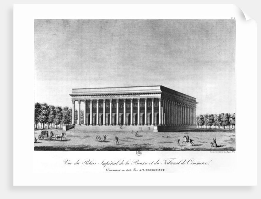 View of the Bourse Imperial Palace and the Commercial Court, Paris, early 19th century by Jacques Louis Constant Le Cerf