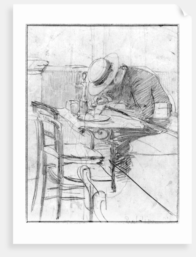 Paul Cesar Helleu at a table in a cafe by Giovanni Boldini