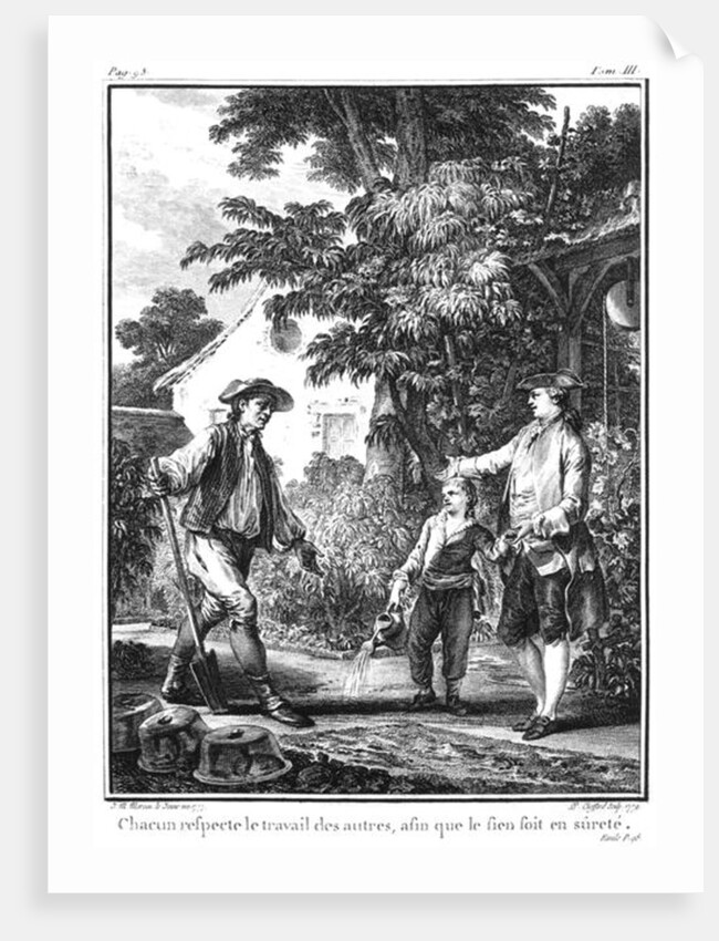 Illustration from 'L'Emile' by Jean-Jacques Rousseau engraved by Pierre Philippe Choffard published in 1779 by Jean Michel the Younger Moreau