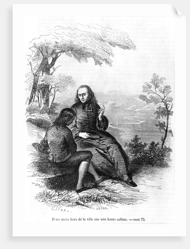 Illustration from 'L'Emile' by Jean-Jacques Rousseau engraved by Noel Eugene Sotain published in 1851 by Pierre Gustave Eugene Staal