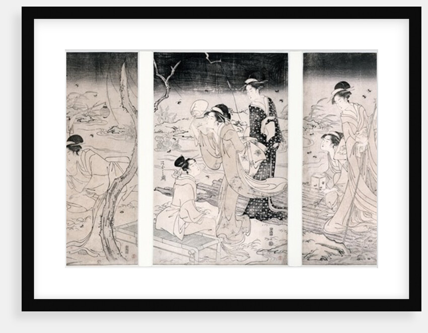 Hunting fireflies at nightfall, 1796-97 by Hosoda Eishi