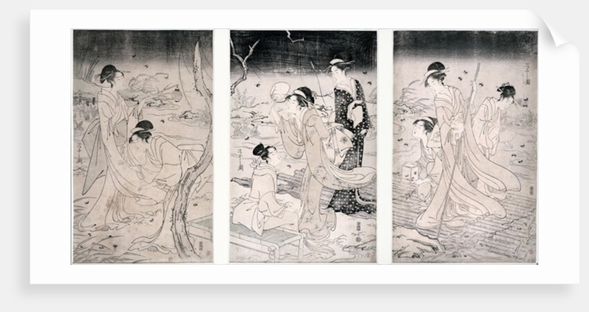 Hunting fireflies at nightfall, 1796-97 by Hosoda Eishi
