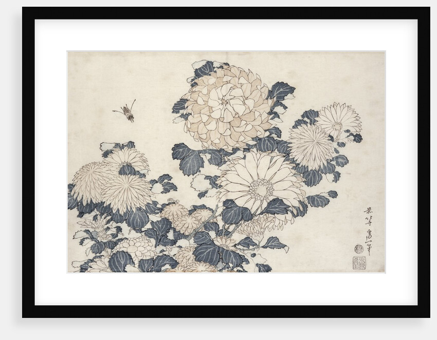 Bee and chrysanthemums by Katsushika Hokusai