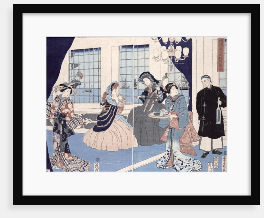 The salon of a house of foreign merchants at Yokohama, 1861 by Utagawa Sadahide