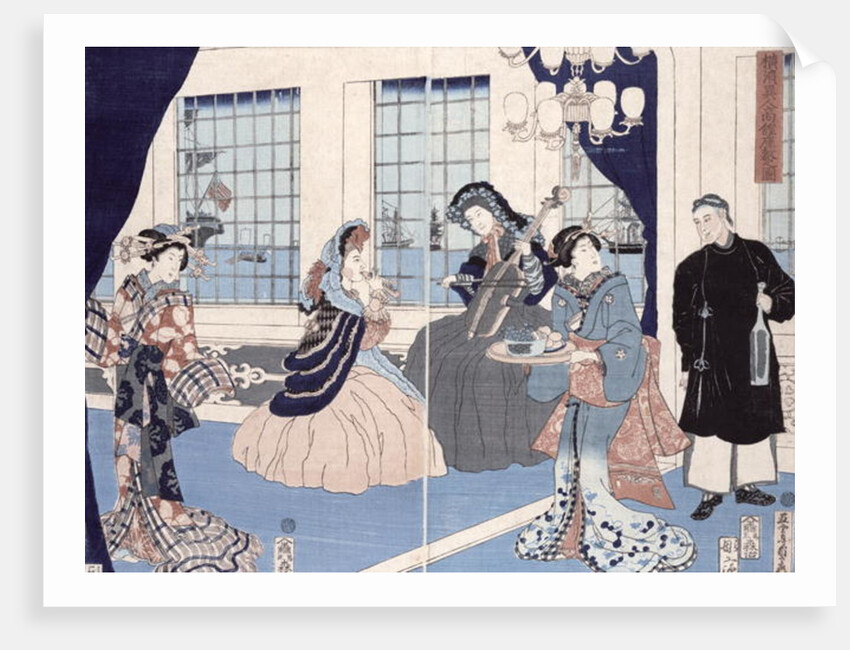 The salon of a house of foreign merchants at Yokohama, 1861 by Utagawa Sadahide