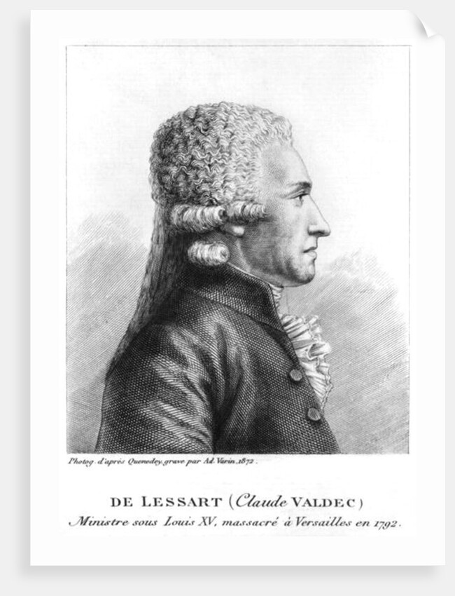 Portrait of Claude Valdec de Lessart engraved by Ad. Varin, 1872 by Edme Quenedey