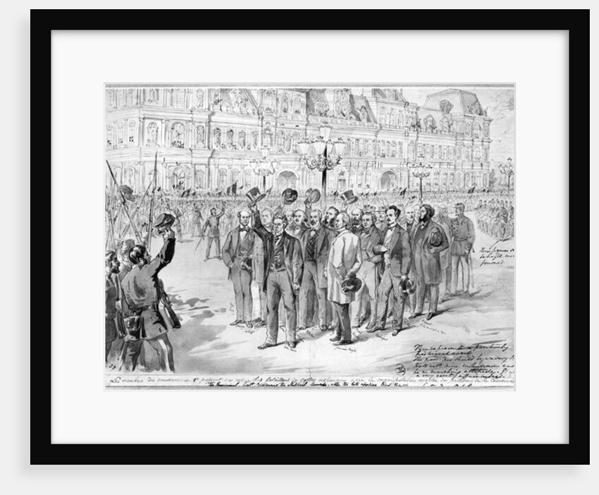 Members of the provisional government reviewing the National Guards outside the Hotel de Ville in Paris on the 31st October 1870, c.1870 by French School