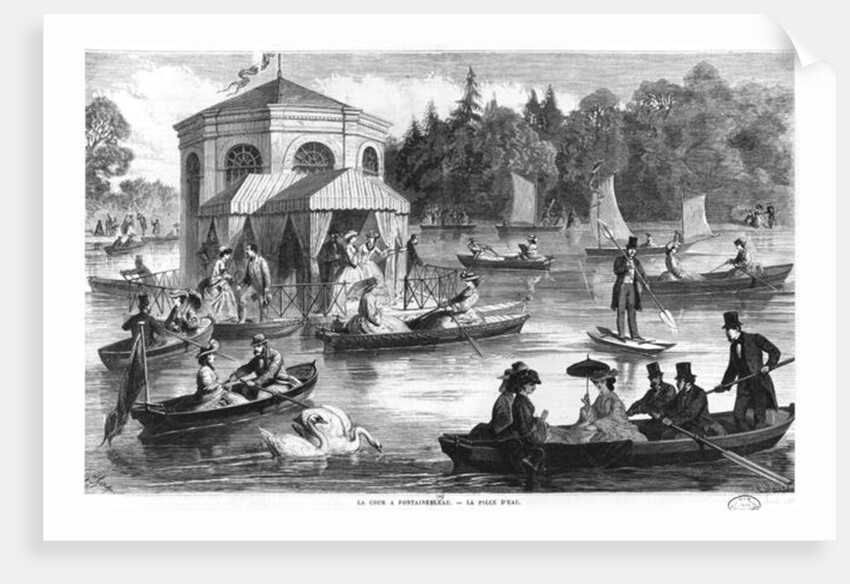 View of the pond of the Court at Fontainebleau by Ange-Louis (1815-72) Janet