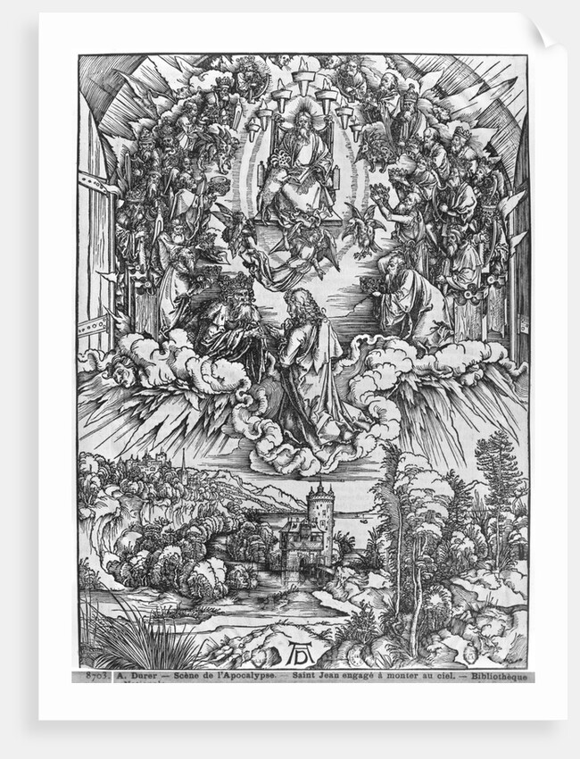 Scene from the Apocalypse, St. John before God the Father and the Twenty-Four Elders, German edition, 1498 by Albrecht Dürer or Duerer