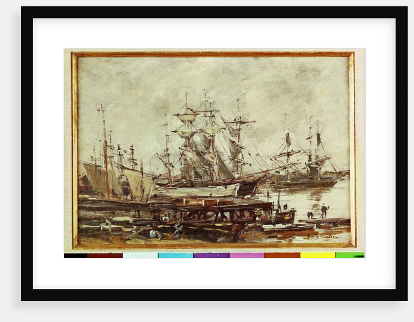 Sailing ships in the port of Bordeaux by Eugene Louis Boudin